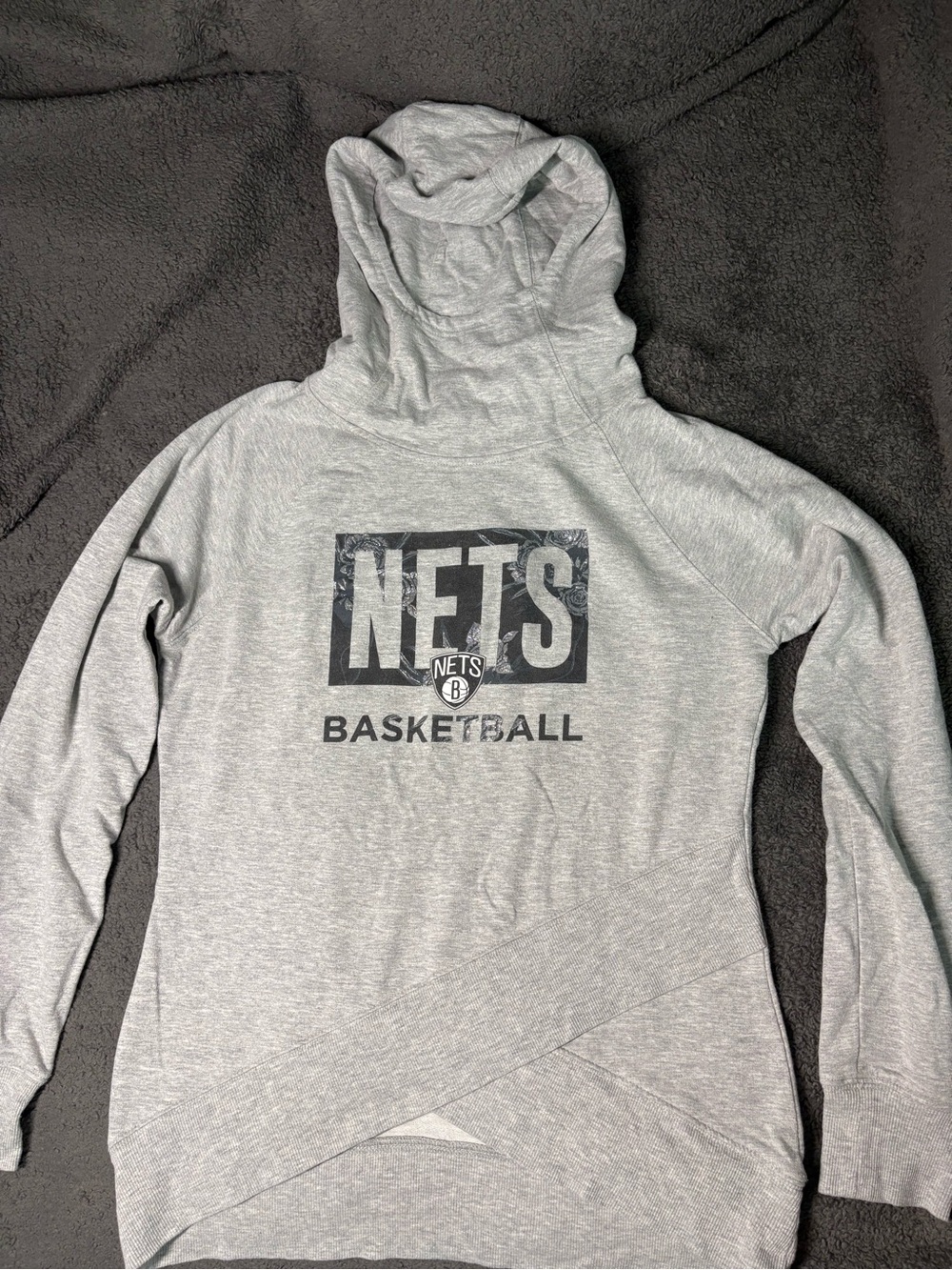 Brooklyn Nets Youth Gray Basketball Hoodie